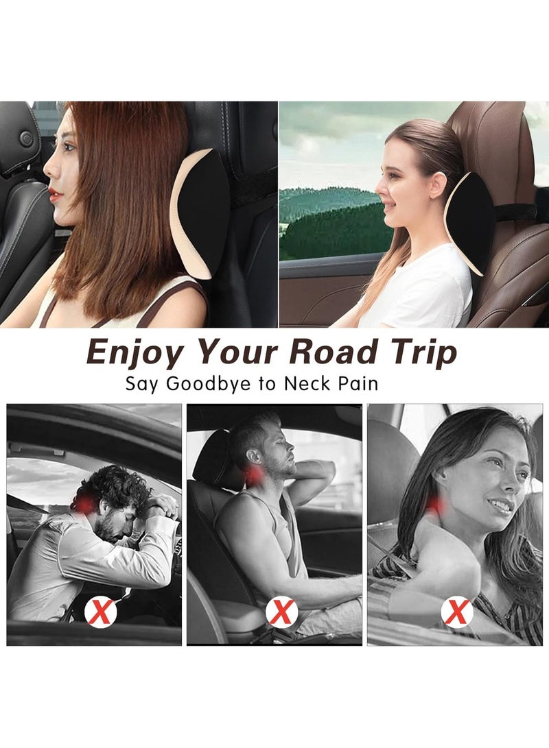 Make Relaxing Car Headrest Pillow, Car Pillow Driving with Adjustable Strap, Breathable Removable Cover & Ergonomic Design Softness Travel Car Neck Support Pillow(Beige, 1P) (P152-Beige) - Image 2